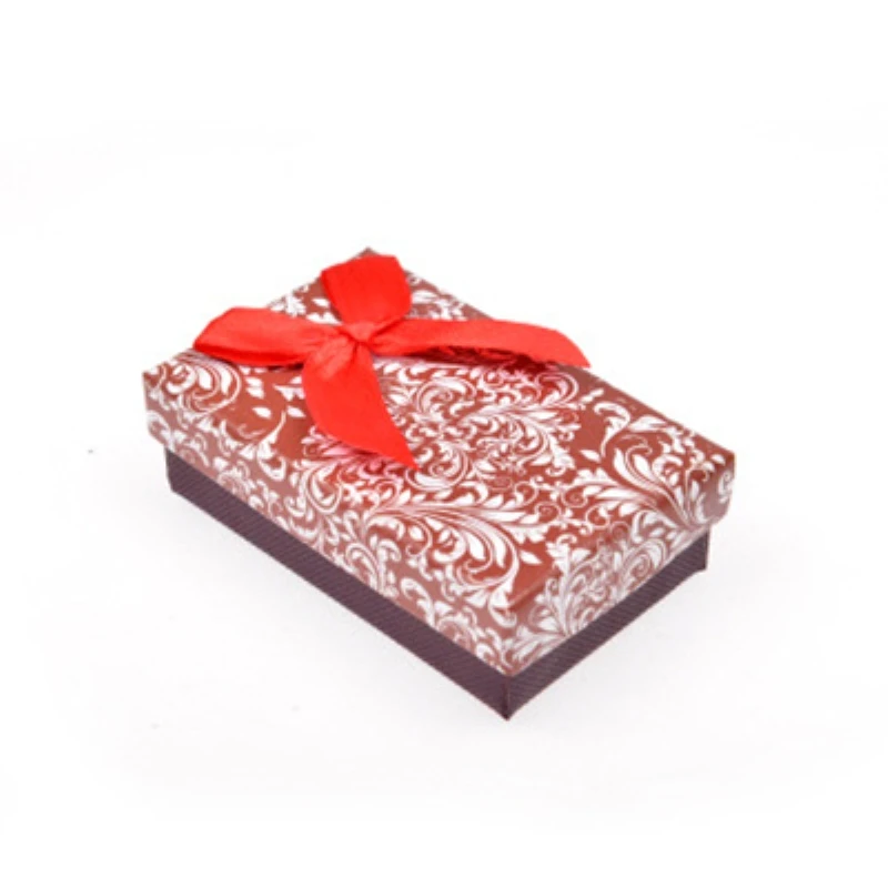 

DoreenBeads 8*5cm Paper Jewelry Box Necklace Bracelet Jewelry Set Box Flower Pattern Bowknot Gift Packing Display Wholesale 1 PC