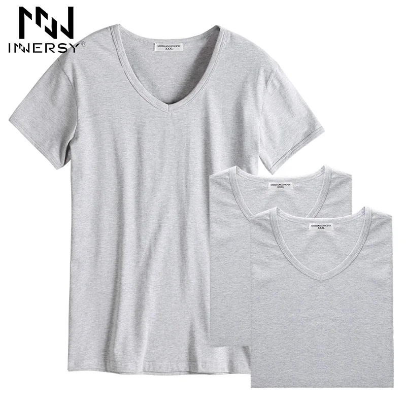 

Innersy Men's Tops 2-pack Tees 2017 Summer Tees Cotton V neck t shirt Short Sleeve men fitness shirt Cotton Tops Men Vest Tshirt