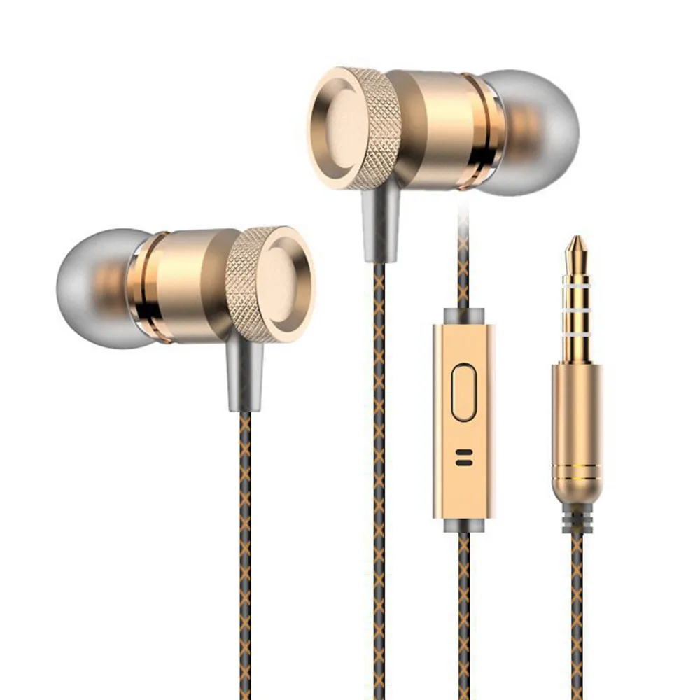 Earphone With Microphone Volume Control Earbuds In-Ear Earphones 3.5mm Wired Headset High bass Dual Drive Stereo For Tablet MP3