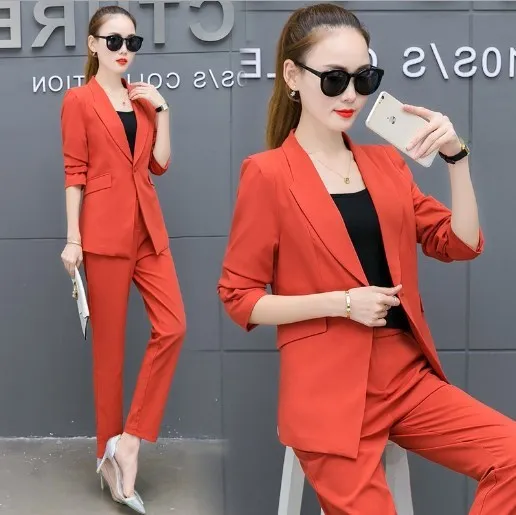 Office Uniform Designs Pant Suits Female Blazer+Pants Womens Office Wear Trouser Suit for Women Pantsuit Pink Yellow White Black Office Uniform Designs Pant Suits Female Blazer+Pants Womens Office Wear Trouser Suit for Women Pantsuit Pink Yellow White Black