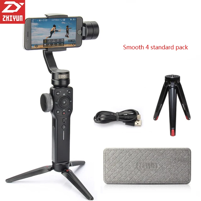 Zhiyun Smooth 4 3 Axis Gimbal Steadicam Стабилизатор для iPhone 11 Pro Max XS X 8 Gopro Hero 5 7 Xiaomi Yi 4k Экшн-камера - Цвет: Черный