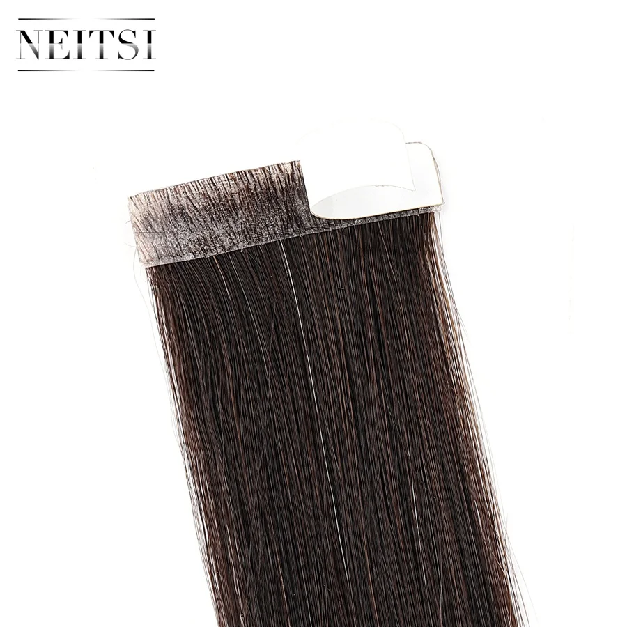Neitsi Straight PU Skin Weft Hand Tied Tape In Adhesives Remy Human Hair Extensions 16\ Neitsi Straight PU Skin Weft Hand Tied Tape In Adhesives Remy Human Hair Extensions 16\