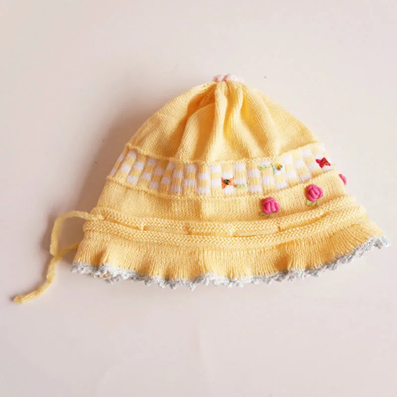 Flower Baby Girl Beanie Hat Crochet Lace Sweet Princess Cotton Cap Infant Newborn Girls Knitted Bonnet Soft for Spring Autumn (9)