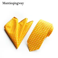 Mantieqingway Для мужчин; галстук-платок комплект Бизнес хлопковые Галстуки Pockt квадратный для свадьбы Формальные точка связи полотенце для