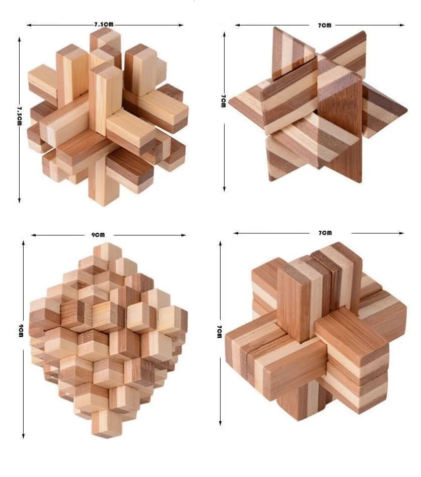 10 шт./партия 3D ручной работы Винтаж Ming замок любан замок образовательные бамбуковые деревянные игрушки взрослые головоломки детей подарок на день рождения