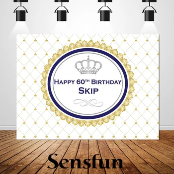 

Sxy1543 Royal Princess Silver Crown Happy 60th Birthday Backdrop Photography Background for Photo Studio Party Decoration Banner