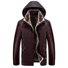 Мужская модная зимняя куртка с капюшоном и меховым воротником, зауженные кожаные куртки, пальто, осенняя мотоциклетная куртка, утепленная теплая ветровка