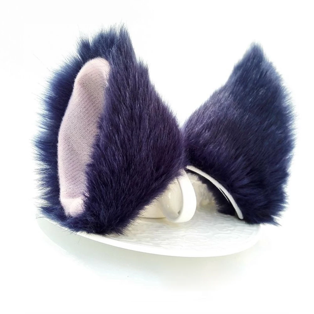 Косплей Аниме Лолита длинные меховые уши лисы зажим для волос вечерние Neko кошачьи ушки платье - Цвет: 3