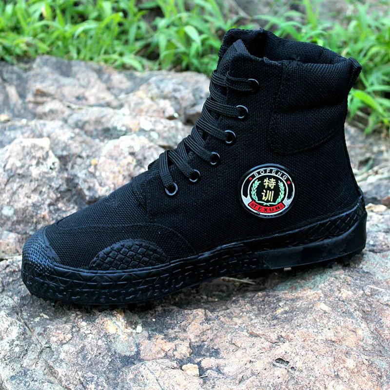 

2016 new black canvas boots with camouflage for male and female army rubber boots bots