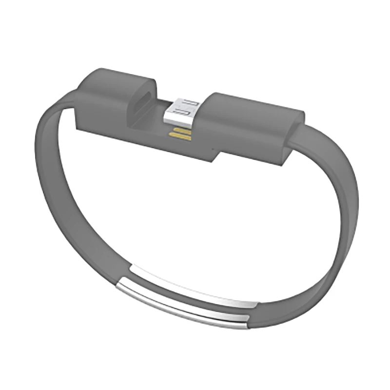 Открытый Портативный Мини Micro USB браслет зарядное устройство зарядный кабель синхронизации для iPhone 7 8 X samsung s8 Android type-C телефонный кабель - Тип штекера: gray
