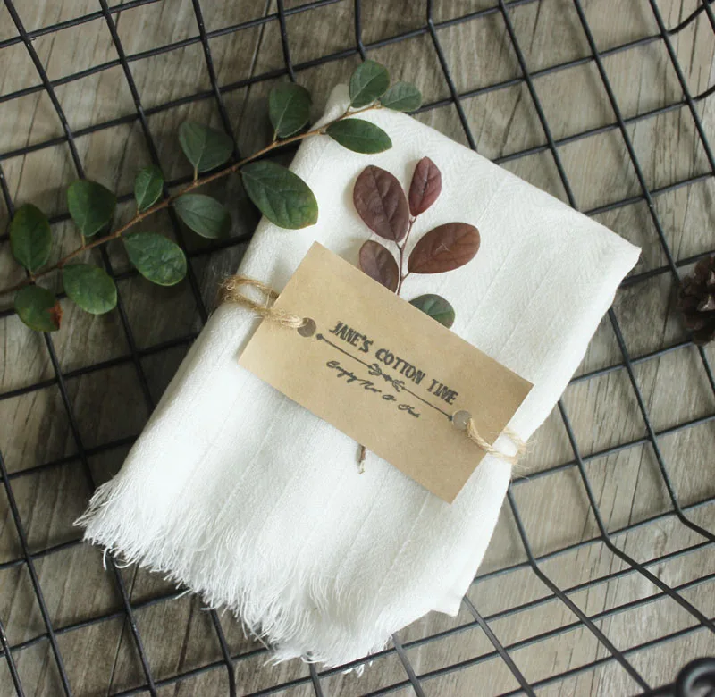 3pcs/set linen napkins fringe napkins cotton linen white napkin 36*56cm
