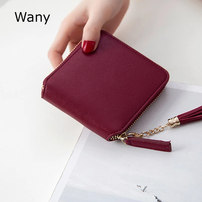 

women short wallet fashion leather women's wallets zipper tassel Mini Purse good quality card holder