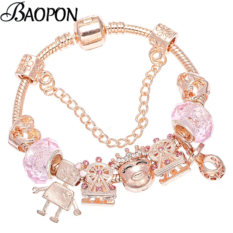 

BAOPON Little Bella Pendants Charm Bracelet White Murano Beads Fits Pandora Bracelet Women Engagement Party Jewelry Dropshipping