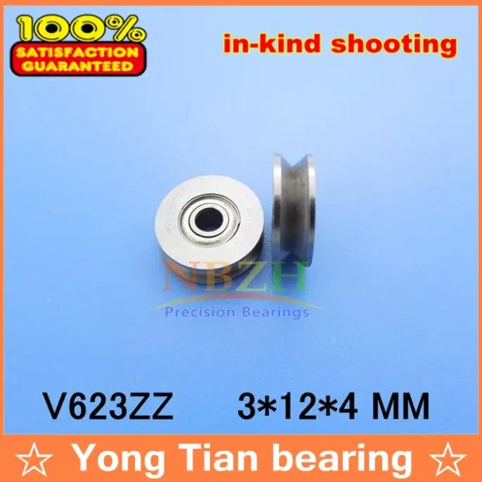 

88888 V623ZZ V groove roller wheel ball bearings 3*12*4 mm embroidery machine pulley bearing V623 623V (Carbon steel)