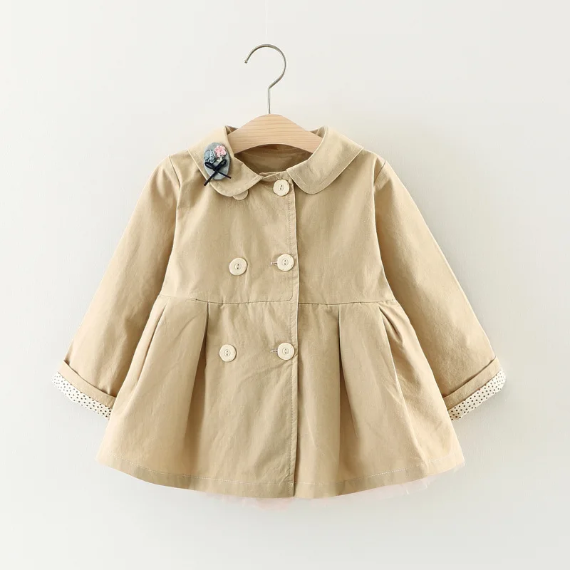 

Autumn Baby Girls Cartoon Cat Lapel Collar Princess Jacket Coat Children Cardigans Kids Outerwear Trench casaco infantil menina