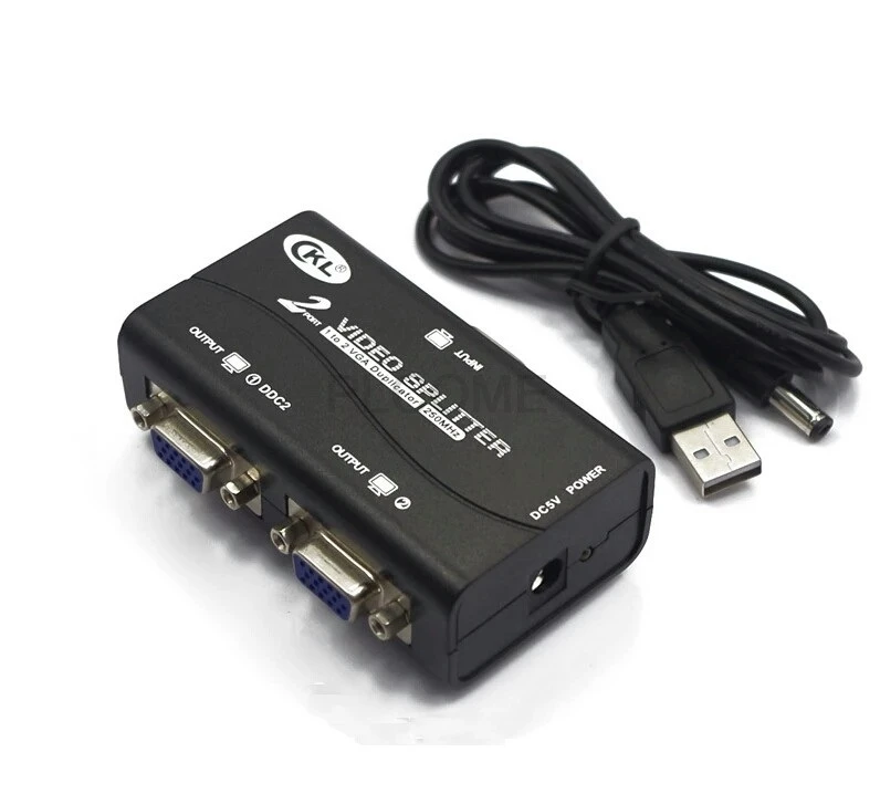 

1 to 2 ports 2 way VGA video splitter duplicator split screen device cascadedable, no need power supply