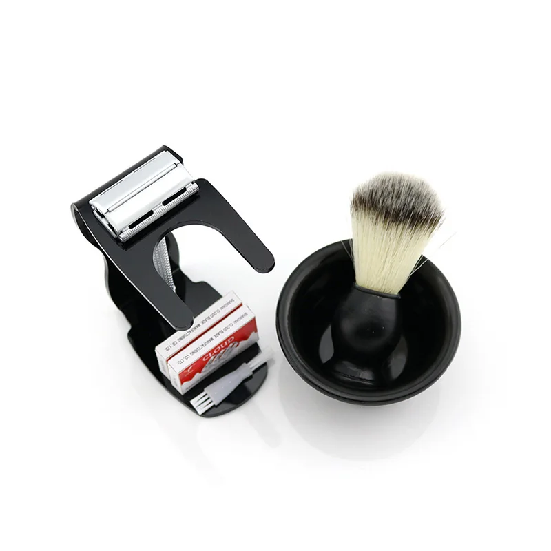 

WEISHI Safety Razor 9306-EL Matte Chromium surface + black ACRYLIC shaving brush stand + 20PCS blades + Bowl + Shaving brush NEW