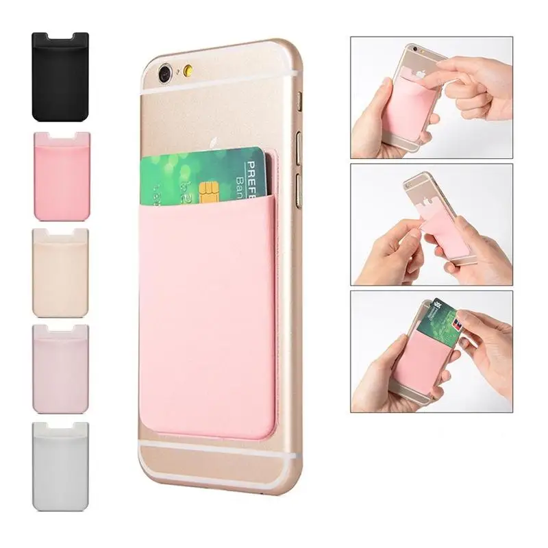 

Credit Card Secure Holder Stick On Wallet Discreet ID Holder Lycra Spandex Card Sleeves for Cell Phone Above 4'' Wallet Case 3M