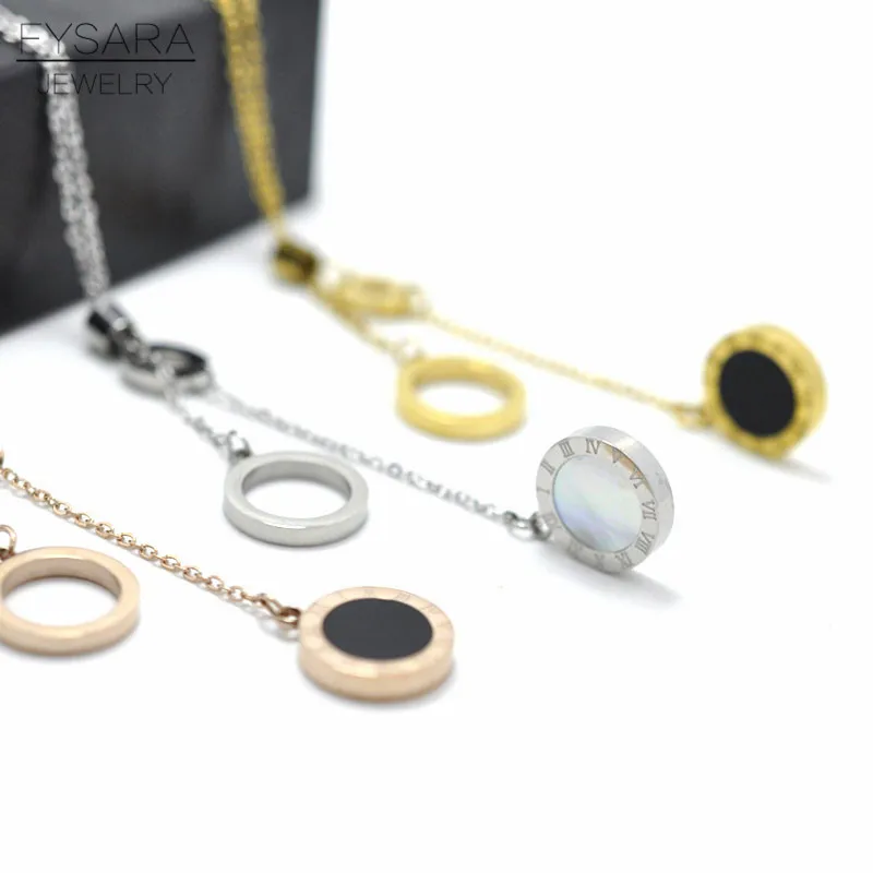 FYSARA Роскошная любовь круглые круги оболочки длинное ожерелье s для женщин модные ювелирные изделия римская подвеска с циферблатом ожерелье с орнаментом