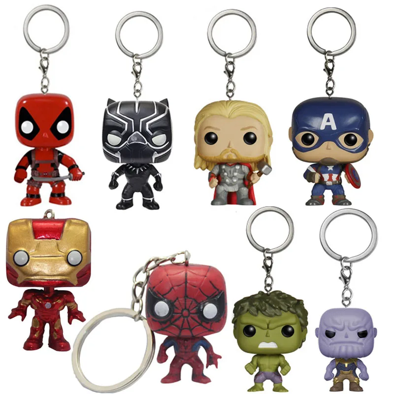 

FUNKO POP Marvel Avengers: Endgame Captain America Deadpool Hulk Thor Thanos Keychain Action Figure Collection Toys for Children