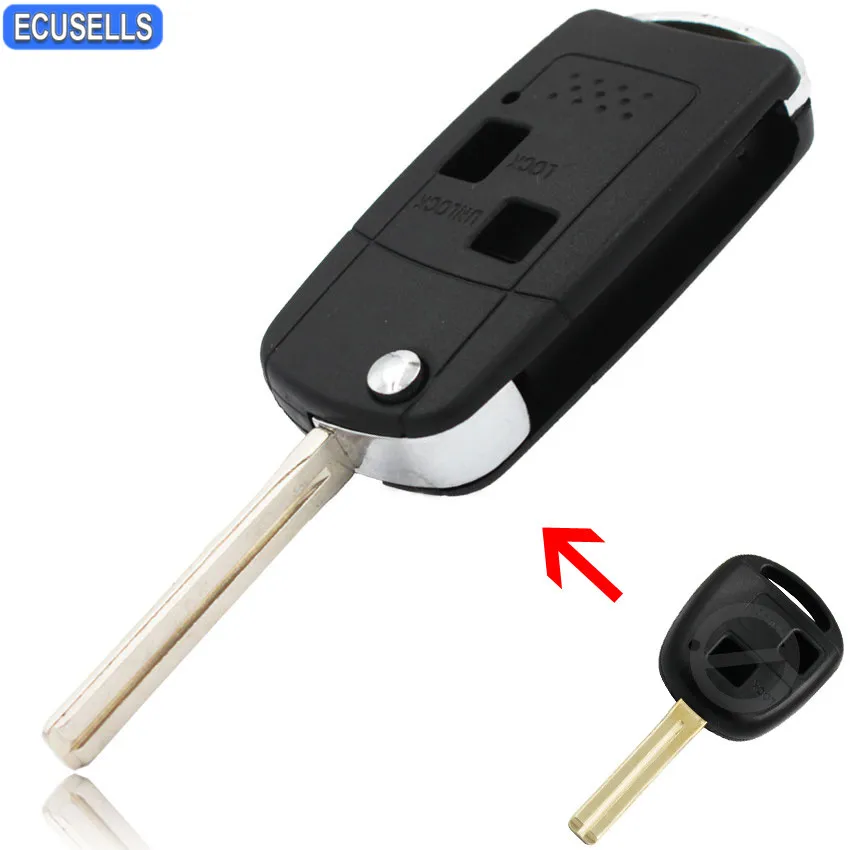 

Folding Flip 2 Button Remote Key Case Shell Smart Car Key Housing Uncut Blade for Lexus IS GS ES LS RX IS200 RX300 GS300 LS400