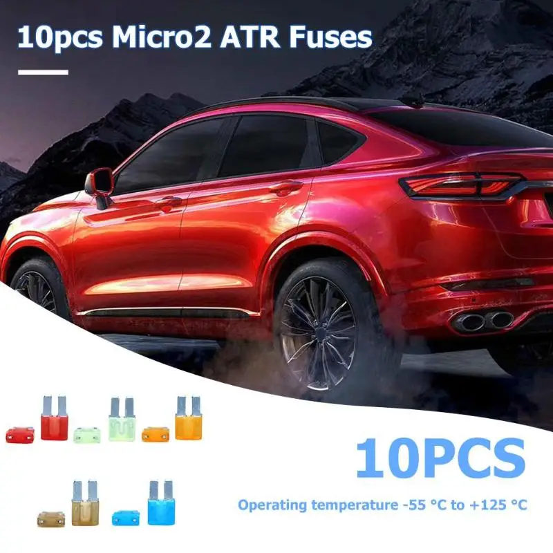 10 шт. предохранители Micro 2 ATR 5A 7.5A 10A 15A 20A для легковых автомобилей комплект