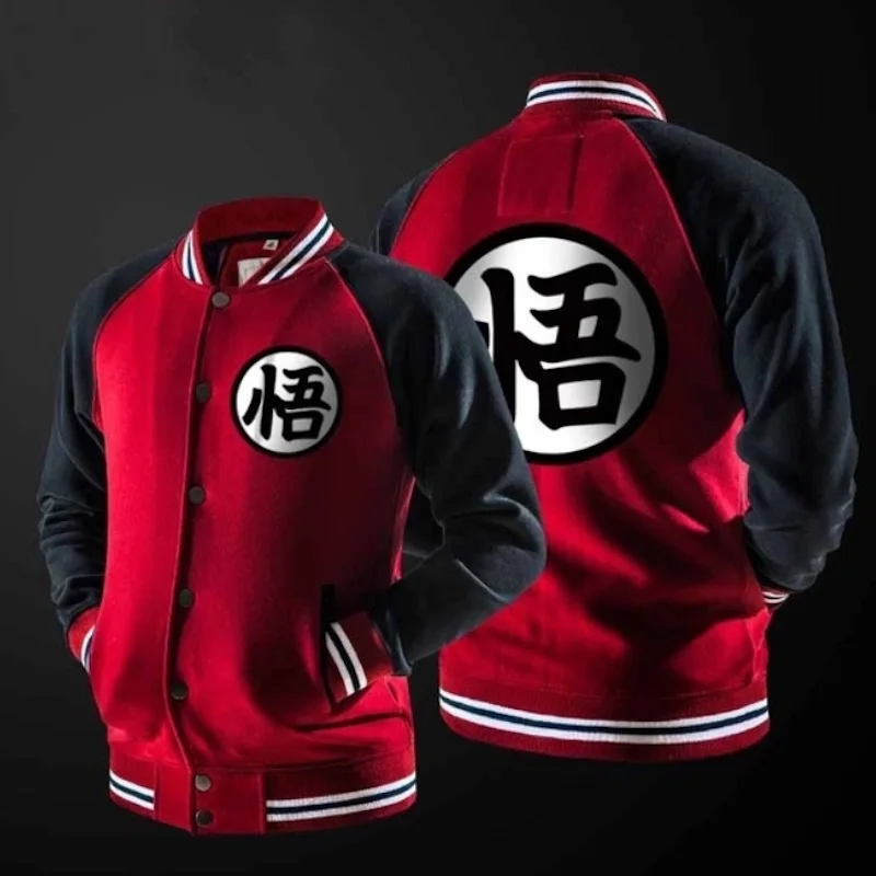

New Japanese Anime Dragon Ball Goku Varsity Hoodies Autumn Casual Sweatshirt Hoodie Coat Jacket Brand Baseball Sweatshirt S-XXXL