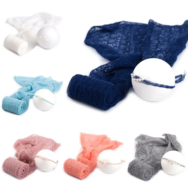 2 шт./компл. реквизит для детской фотосъемки длинный шарф эластичная вязаная пеленка аксессуары для фотосъемки новорожденных головной убор