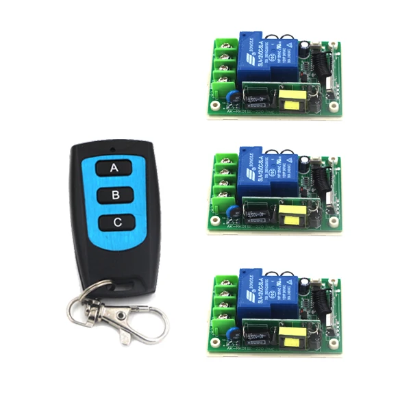 

3CH Wireless Remote Control Switch System AC 85V-250V 30A Learning code Toggle/Momentary LED ON OFF Wireless Switch SKU: 5498