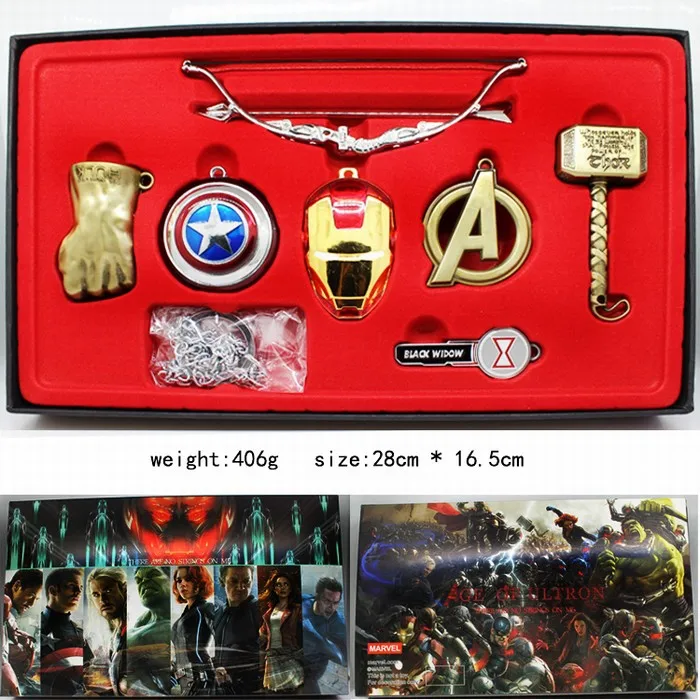 

Marvel Vintage Toys The Avengers 4 Endgame Captain America Iron Man Thor Hammer Hulk Cosplay necklace keychain Gifts Kids Toys