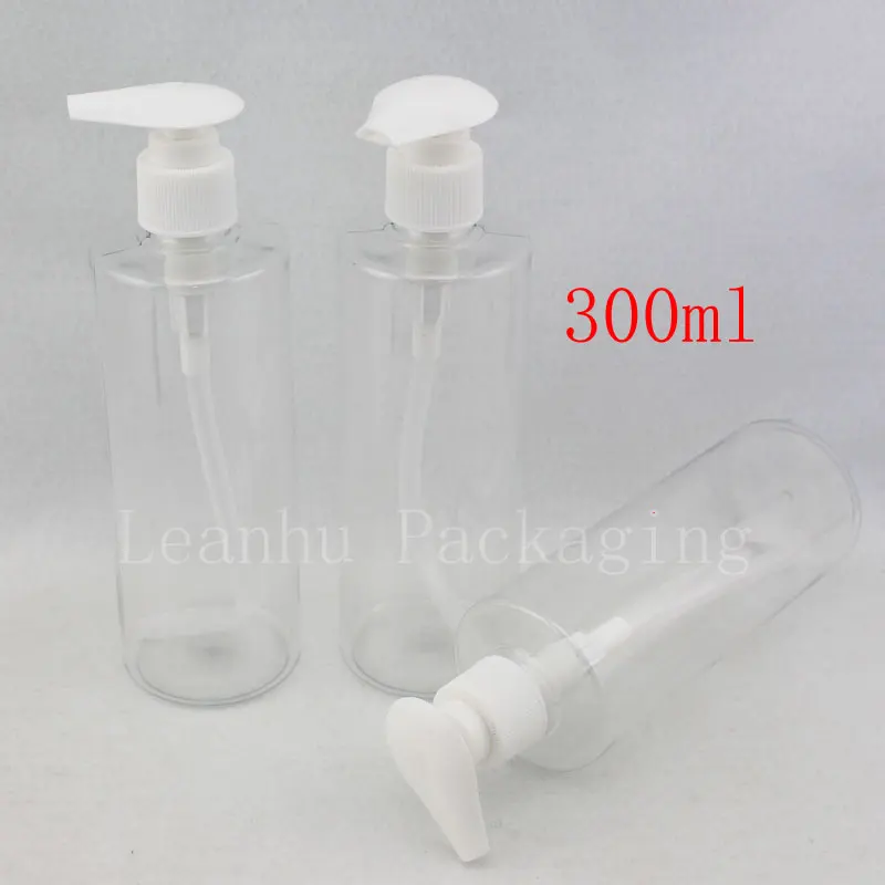 

300 ml X 20 empty clear plastic lotion pump cosmetic bottles , PET container with liquid soap dispenser , shampoo, cream pump