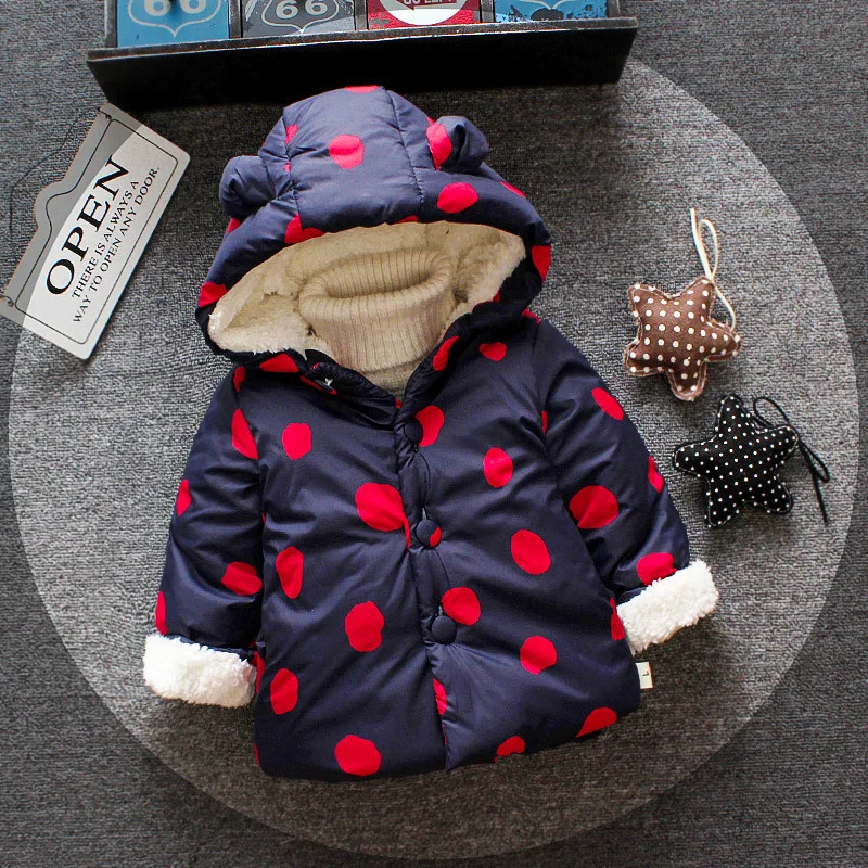 

Girl Winter Coats New Kids Fashion Thicken Plus Velvet Cotton-padded Clothes For Children Girls Casual Warm Hooded Coats 1-4Y