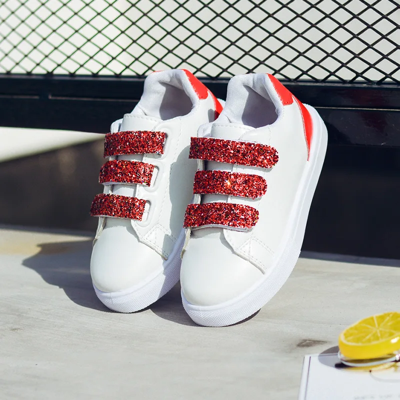 2019 Spring Girls Casual Flat Sneakers Children Sequin Glitter Hook and Loop shoe Kids Boys Comfortable Sports Shoes 2019 Spring Girls Casual Flat Sneakers Children Sequin Glitter Hook and Loop shoe Kids Boys Comfortable Sports Shoes