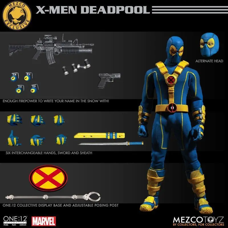 Mezco Marvel Дэдпул X-men Blue Ver Super Hero One: 12 коллективные игрушки BJD 16 см