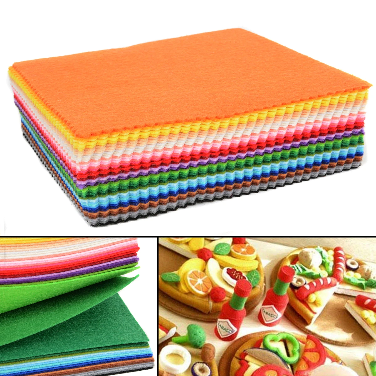 41pcs 1mm Thickness Felt Sheets Colorful Rainbow DIY Craft Polyester Wool Blend Fabric Kit For DIY Sewing Craft
