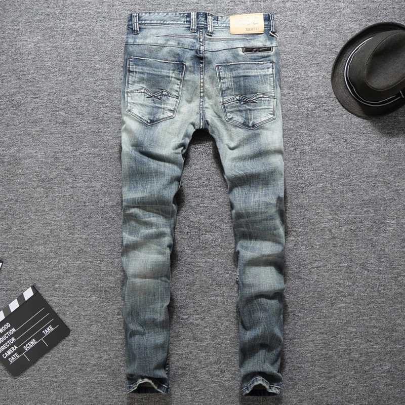 High Grade Men s Light Blue Grassia Jeans Masculino Denim Brand Pants Casual Style Brand Ripped 2