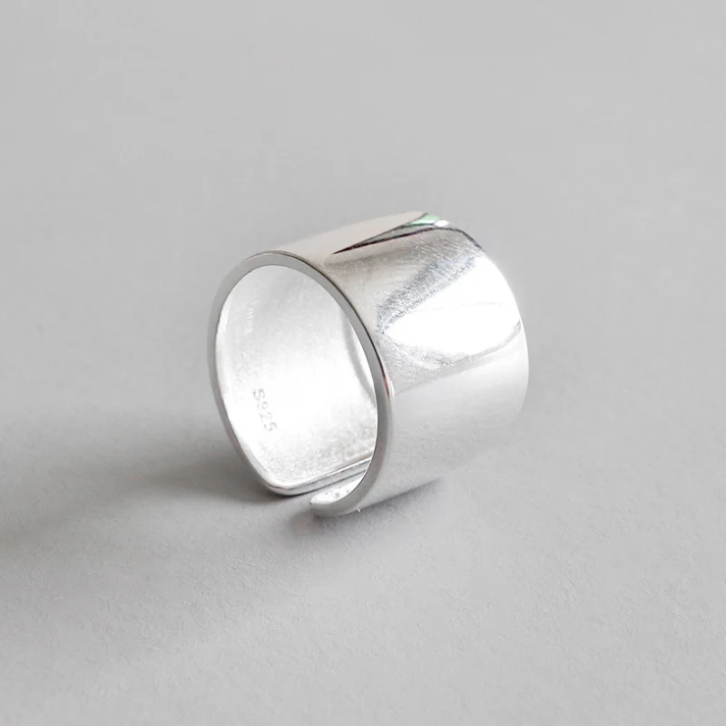 F.I.N.S кольца из стерлингового серебра S925 пробы для женщин минимализм глянцевое Открытое кольцо Широкий Простой перстень Серебро 925 женские украшения