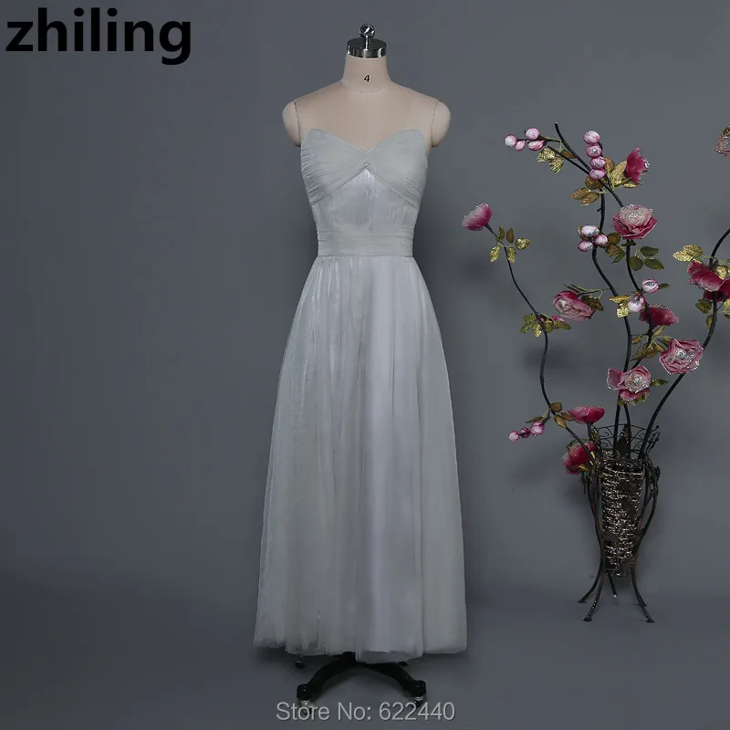 

Sexy V-neck Grey Evening Dresses Long Women Formal Dress Party Gowns Tulle Special Occasion Dress For Ladies