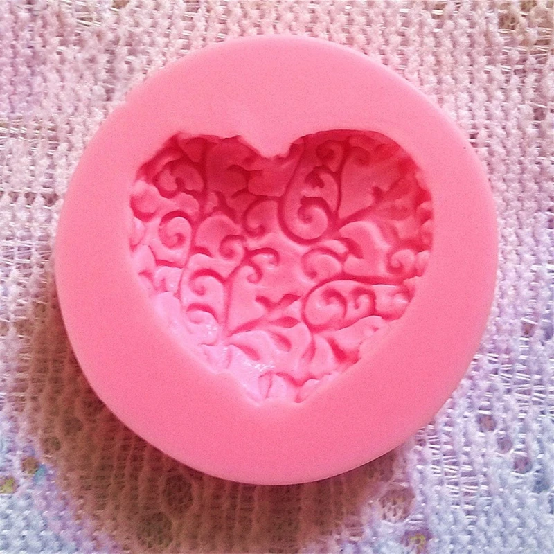 3D Love Heart Lace Shaped Silicone Mold DIY Cake Candel Chocolate Soap Mold Mould Fondant Sugar Art Tools For Soap Making