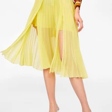 Летняя модная женская однотонная плиссированная шифоновая юбка с высокой талией