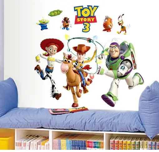 us $4.96 |buzz lightyear toy story wallpaper vinyl wall stickers for kids  rooms home decor living room sofa wall decals home decoration-in wall