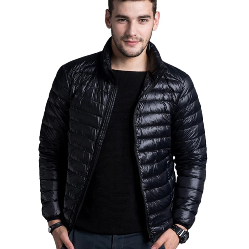 Men casual warm Jackets solid thin breathable Winter Jacket Mens ...