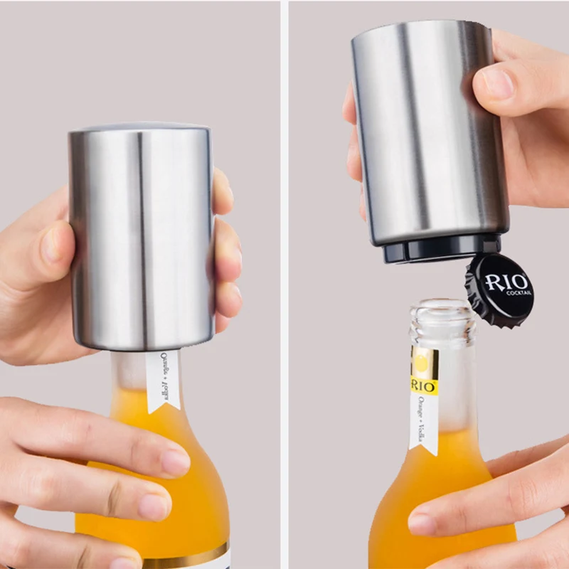 

Fast Beer Opener Easy-opening Portable Magnetic Stainless Steel Automatic Bottle Opener Bar Kitchen Tool Droshipping
