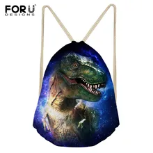 FORUDESIGNS/рюкзак с 3D принтом динозавра для мальчиков и девочек на каждый день на шнурке, мягкая сумка для фитнеса, сумки на плечо