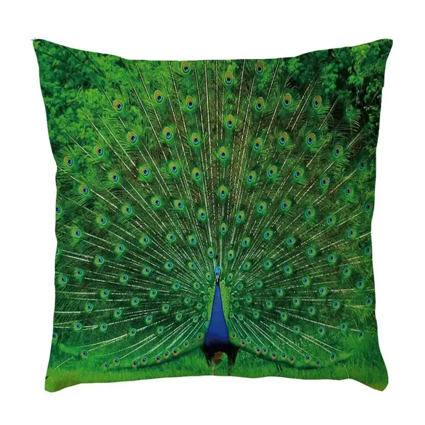 New Home Decor Pillowcase Peacock Cushion Cover Linen Cushion Case