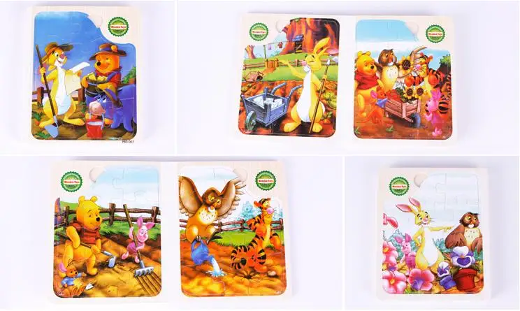 Exempt postage, wooden puzzles, cartoon animal puzzles, books are made of wood, children's educational toys 