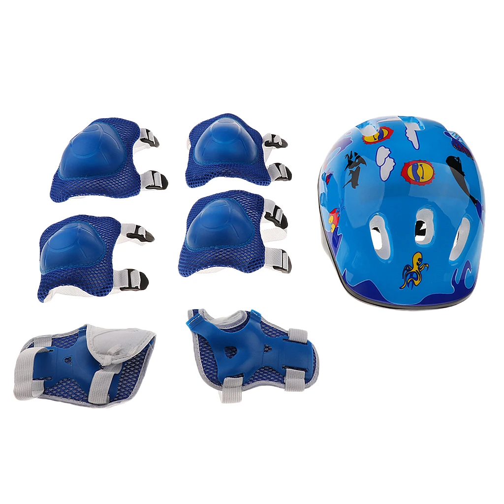 Kids Helmet Knee Elbow Wrist Protective Pad Set for Inline Skating Bike Helmet+Knee/Elbow/Wrist Pads Set
