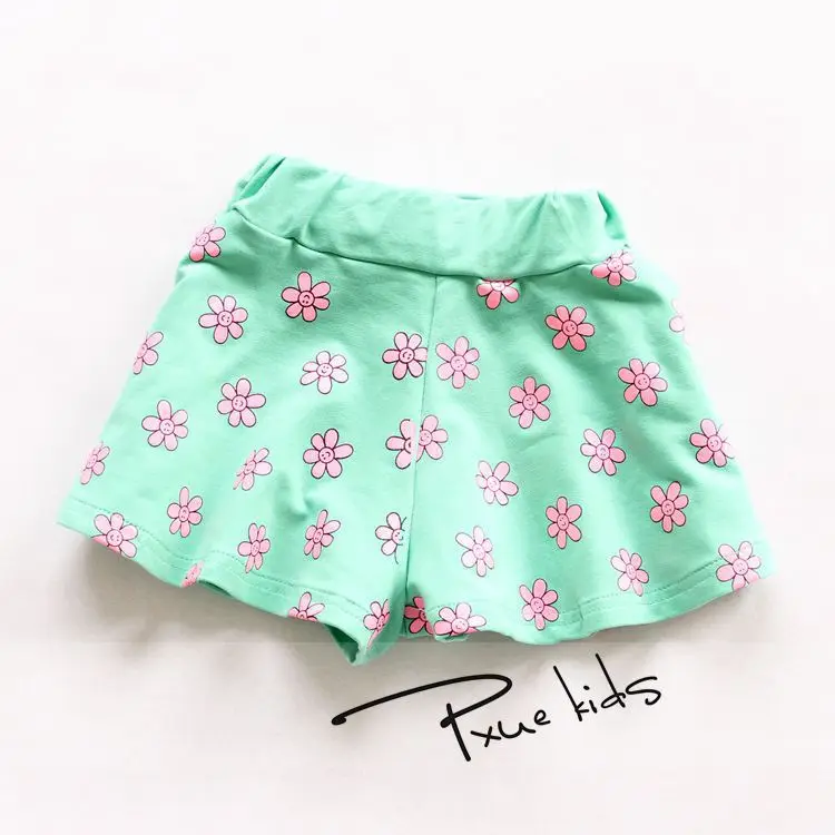 Хлопковые шорты ярких цветов с цветочным принтом; корейская детская одежда для девочек;