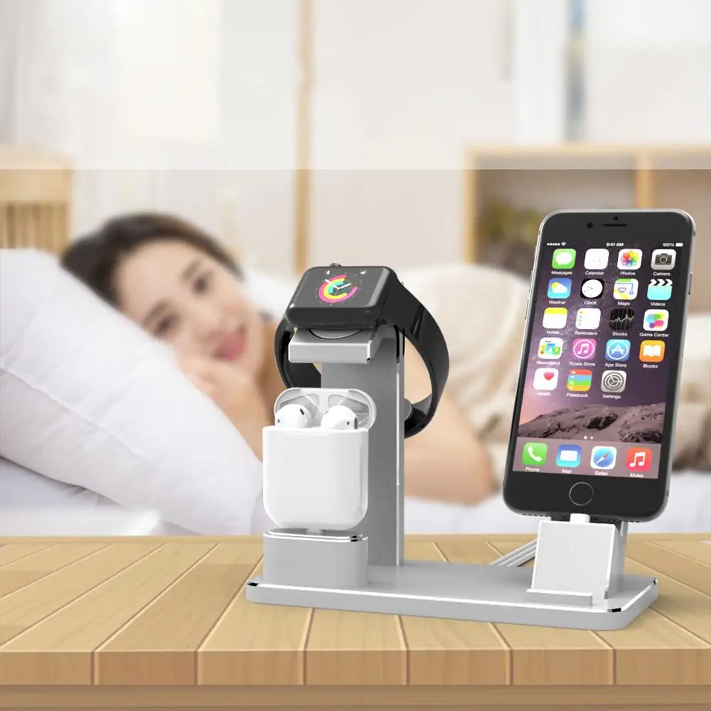 Зарядная док станция SZYSGSD 4 в 1 подставка держатель для AirPods IPad Air Mini Apple Watch 38 мм 42