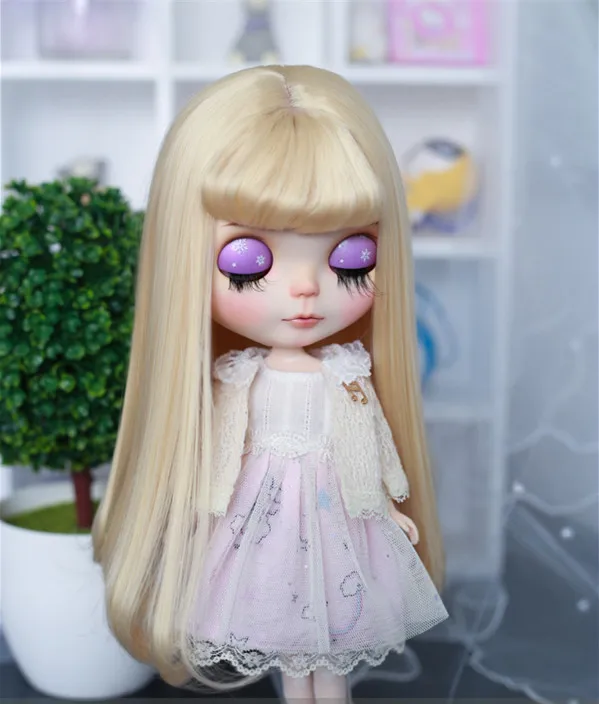 Blyth кукла Мода Длинные волосы с воздушной челкой подходит для Блит куклы 1/6 1/4 1/3 BJD куклы волосы куклы аксессуары - Цвет: light gold